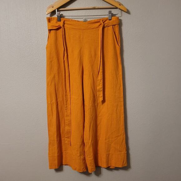 Joie Womens Linen Blend  Cropped‎ Wide Leg Pants Size M Beige Beach Minimalist - Picture 1 of 8